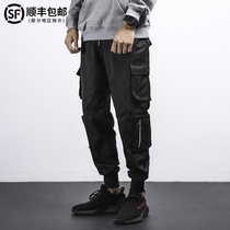 Tide brand Yu Wenle overalls mens multi-pocket pants spring and autumn ins trend loose size casual pants