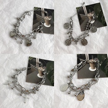 ins hip hop bracelet for men and women couples cold wind European and American punk double layer Jesus love cross ball chain