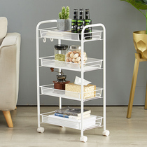 Kitchen shelf floor-to-ceiling multi-storey bedroom living room IKEA storage removable trolley snack storage shelf