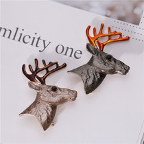 Fawn brooch Female personality forest matte color antler pin Simple cardigan shawl buckle needle fashion brooch accessories