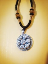 New sterling silver can rotate six-character big Ming curse pendant to keep safe car hanging (send lanyard)