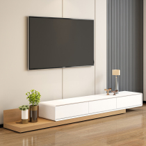 Nordic TV cabinet coffee table combination log color retractable TV cabinet modern minimalist light luxury small apartment floor cabinet