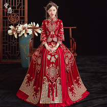 Xiuhe clothing female bride 2021 New Wedding Toast Chinese dress wedding dress show kimono dragon and phoenix coat Spring Summer