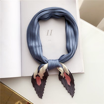 Dongdaemun wrinkled silk scarf small square scarf female Korean Joker Net Red printing decorative scarf spring and summer neck thin