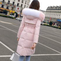 2020 new medium-long white goose down thickened down jacket female long over-the-knee large wool collar large goose down winter jacket