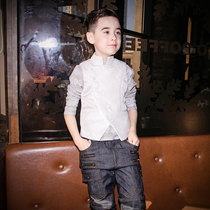 Lewen Jun childrens clothing 2021 autumn new male British retro jacquard horse clip moderate polyester stand collar vest boy