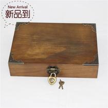 Wooden box Medium accessories Rectangular solid wood storage box Storage n box with lock wooden box Wooden box Retro bag corner