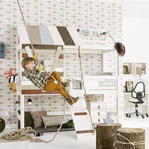 Childrens tree house bed solid wood single bed multifunctional up and down bed custom half-height bed house bed custom