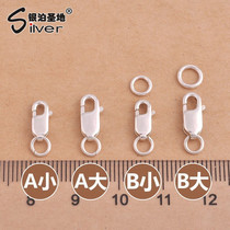 925 Pure Silver Accessories Ornament Button Lobster Button Silver Square Buckle Spring Buckle Material DIY String Beads Accessories Parts Pipe Buckle