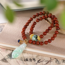 Original classical sterling silver south red agate beeswax Jade fudou natural jade ladies original bracelet