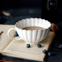 Creative Mark Cup Coffee Cup Breakfast Cup Milk Cup Brief Retro Personality with Handcup Ceramic Coffee Cup