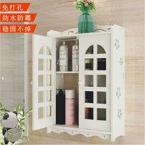 The shelf on the bedroom wall hanging wall is in the female wall-mounted wall cabinet containing cosmetic small creative decorative nails