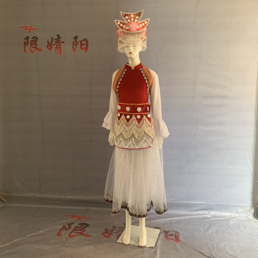 Adult Lady Minority Clothing the Lisu ethnic group acting out of the Lisu ethnic group choral performance Costume Dance Suit Long Dress