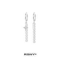  RSNY long crystal earrings 2020 new trendy women sterling silver cold wind net red high sense#HighLine