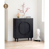 Cheek sound Round Square cabinet light luxury Nordic solid wood entrance cabinet Hall partition sideboard storage light luxury multifunctional cabinet