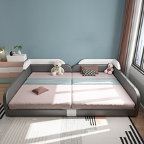 ifuns Korean splicing bed family parent-child tatami leather bed square modern mother bed plus wide net red bed