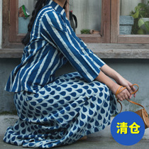 Indian Block Print Bohemia Indian handmade blue dye dyed dress natural dye