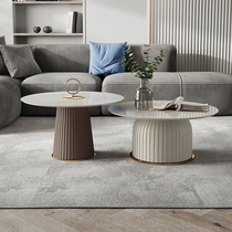 Italian light luxury small apartment round several creative rock plate tea table living room designer post-modern simple round tea table