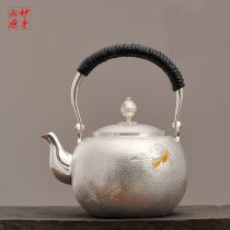 Wonderful hand Songyuan silver pot sterling silver 9999 kettle Japanese pure handmade silver pot 8# Crane Asia