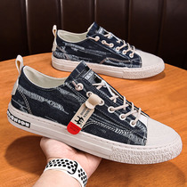 2021 new autumn canvas mens shoes a pedal lazy old Beijing cloth shoes mens trendy shoes driving work Board Shoes