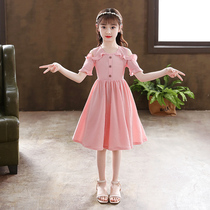 Girls Lions dress Summer 2022 New cotton linen nets Red Ocean Girl clothing little girl pure color Childrens skirts Summer