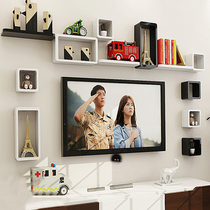 Wall shelf living room TV background wall creative Plaid room Film and Television Wall Wall non-perforated wall decorative frame