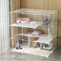 Indoor cat villa with pet hammock wash cat cage cat litter box double swing large anti-jumping cat cage fence partition