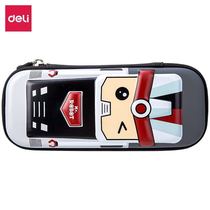 Deli light pen bag 66854 pen bag clip stationery box Student stationery storage bag Multi-function robot