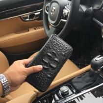 Banbridge Crocodile Print Genuine Leather Handbag Single Pull Wallet Low Key Lavish Atmospheric Head Layer Bull Leather Hand Grab Bag