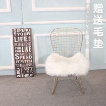  Net red chair Nordic ins wind bedroom office makeup Bedroom Hollow wrought iron dressing stool Balcony living room