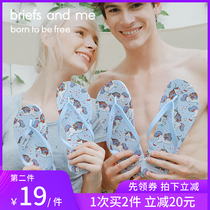 briefs and me couples Net red tide personality wild unicorn ins non-slip Beach outdoor Flip-flops women