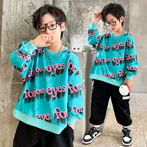 Boys clothes spring and autumn models 2021 new medium and large children Korean version of foreign handsome casual coat childrens autumn clothes loose