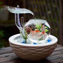Desktop Mobility Water Glass Living-room Humidifier Fish Tank Small Home Creative Fish Tank Small Pendulum Flowing Water Transparent