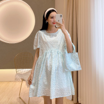 Maternity dress summer skirt small fashion loose belly belly chiffon skirt summer short sleeve Korean version of pregnant women dress