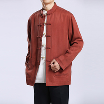 Mens Tang clothing spring new coat red high-end long sleeve casual father Chinese clothing birthday wedding