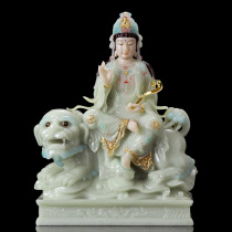 Ximanti Jade jade inlaid with Jin Pusa Buddha statue is dedicated to the Manjusri Bodhisattva Buddha Hall for the three holy ornaments of Huayan