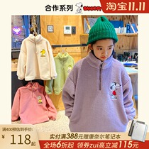 Big girl 2021 spring new Snoopy lamb cashmere turtleneck clothes children autumn and winter foreign style Joker top