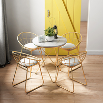 Nordic Light Luxury Outdoor Balcony Small Coffee Table Cafe Dessert Cake Milk Tea Shop Internet Celebrity Leisure Round Table and Chair Combination