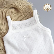 100% cotton breathable mesh thin cotton cotton cotton summer and autumn girls camisole bottoming child girl baby