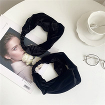 French single wide-brimmed simple headdress headband Mori hairpin knotted cross gold velvet headband hairband