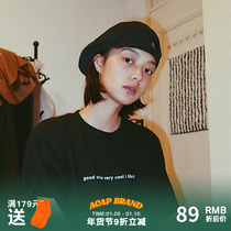 Acap mens and womens black size head circumference national trend Japanese street retro solid color hollow painter thin beret