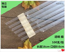 Transparent fine straw length 16cm calibre 6mm disposable juice drink milk tea Coke independent packaging 