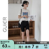 GUIER irregular elastic denim shorts women 2022 new high waist display slim fit pants child summer