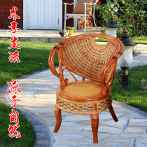 Three sets of real rattan furniture teng chair casual backrest rattan chair high rattan chair living-room single teng chair single balcony