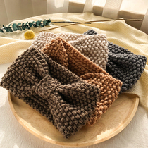 Tang Lion headband female knitting out net red Korean ins wide-brimmed hair band hair accessories solid color simple sports headband