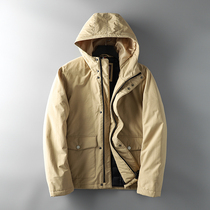 Foreign trade export tail single mens cutting standard tooling jacket mens autumn and winter thick cotton clothing original single bull trending brand hooded jacket