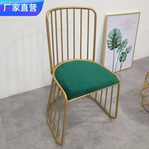 Chair light luxury restaurant Home economy backrest single casual leather fabric iron bar high foot stool dining chair