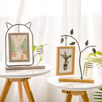 Nordic minimalist ins photo frame table personal creative hipster 6 inch wooden picture frame hydroponic vase desktop