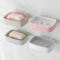Soap box paste cute hole-free double drain bathroom soap box bathroom wall-mounted suction cup soap holder