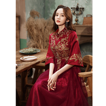 Stand collar Chinese toast women 2021 new size fat mm temperament Noble Bride wedding Chinese style dress dress